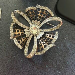 Silver and Rhinestone Brooch